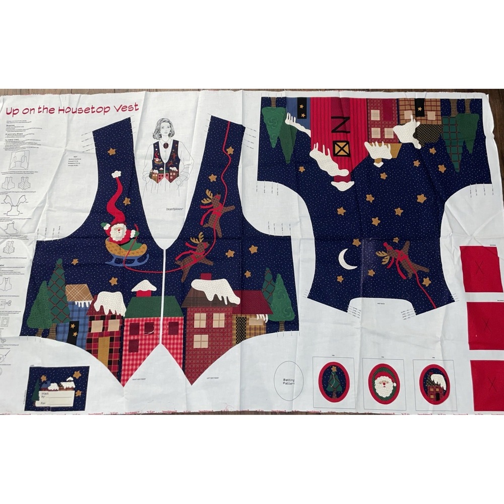 VTG Dream Spinners V.I.P Up‎ on the Housetop Vest Panel - Christmas - UNCUT